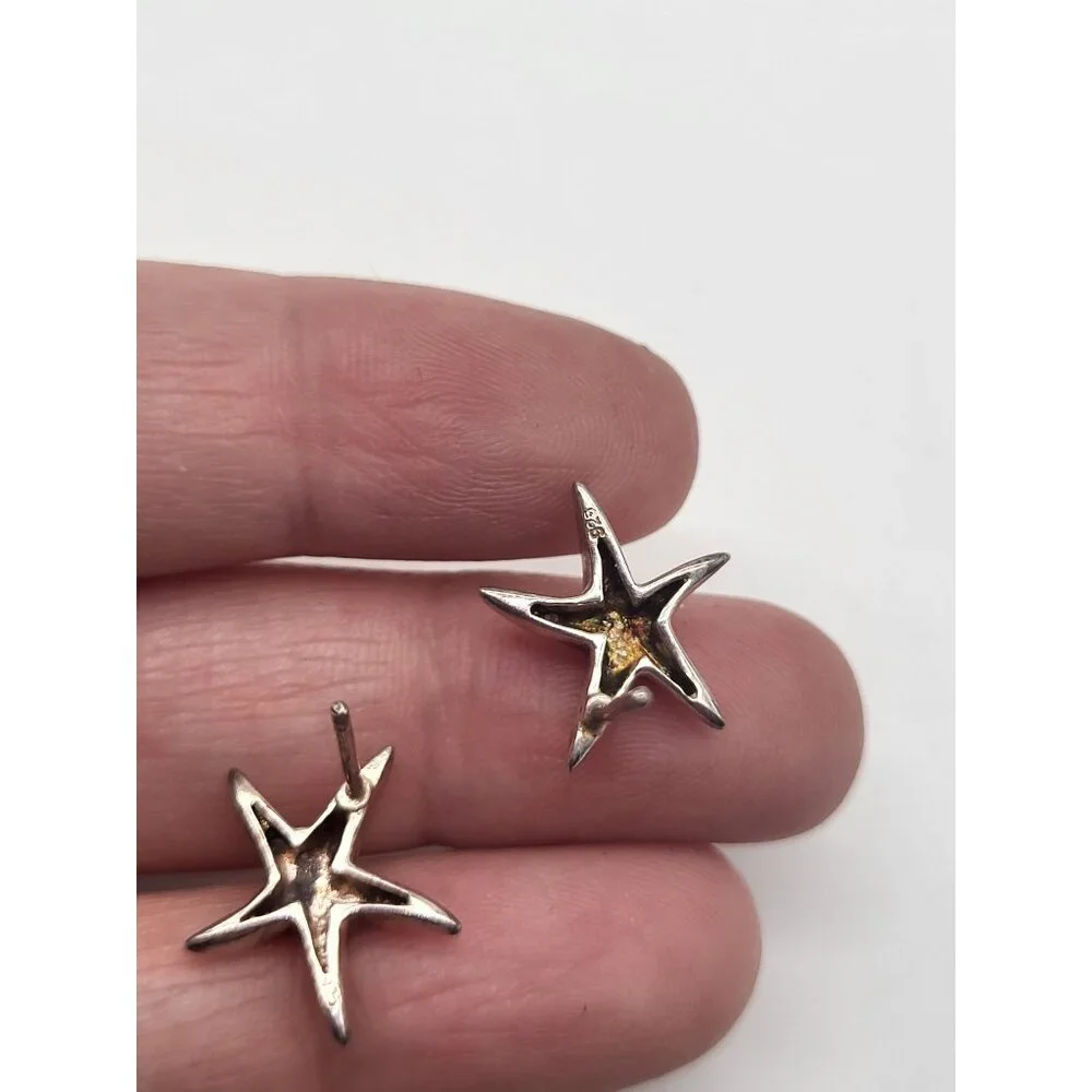 Starfish 925 Sterling Silver Stud Earrings beach sand ocean vacation coastal - Picture 2 of 9